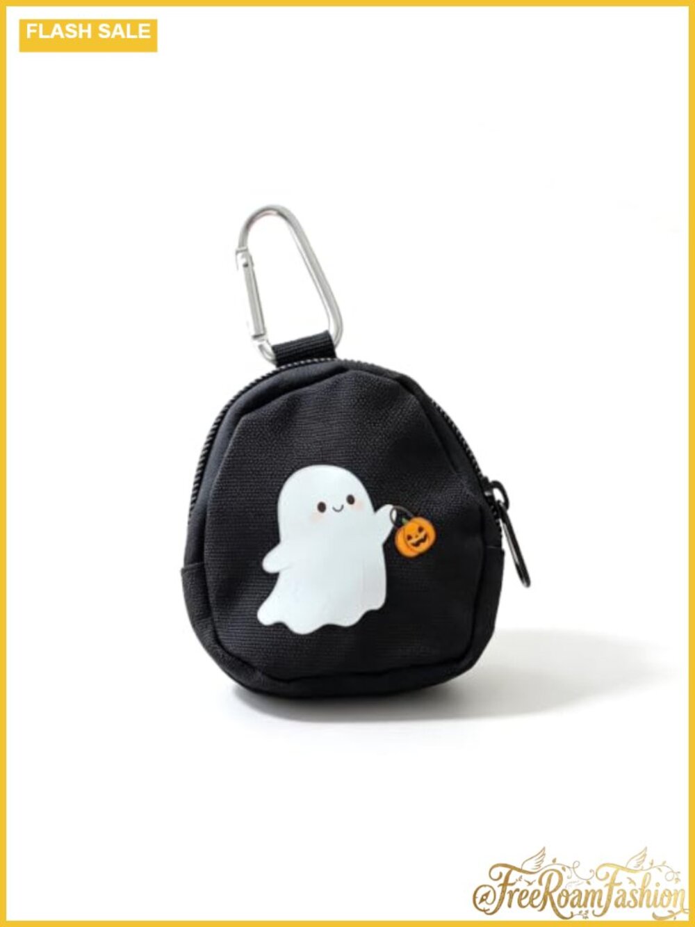Canvas Mini Coin Purse Ghost Carabiner Keychain Bag Charm